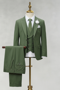 Load image into Gallery viewer, Green Serge-Blend Single-Breasted 3-Piece Suit