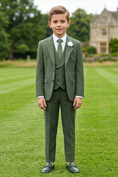 Load image into Gallery viewer, Green Serge-Blend Single-Breasted 3-Piece Suit