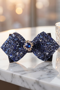 Load image into Gallery viewer, Boys Navy Blue Double-Layer Sequin Formal Bow Tie