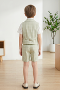 Load image into Gallery viewer, Green Plaid Lapel Double-Breasted Vest 4-Piece Set