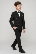 Cargar la imagen en la vista de la galería, Black Fine-Striped Double-Breasted 2-Piece Suit—Ideal for Weddings