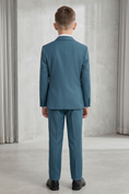 Load image into Gallery viewer, Peacock Blue Satin Double-Breasted 2-Piece Suit