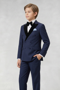 Cargar la imagen en la vista de la galería, Dark Blue Velvet Double-Breasted 2-Piece Suit
