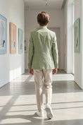 Load image into Gallery viewer, Light Green Cotton And Linen Single-Breasted 2-Piece Suit