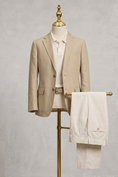 Cargar la imagen en la vista de la galería, Light Khaki And Beige Cotton-Linen 2-Piece Suit