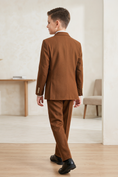 Load image into Gallery viewer, Brown Summer Herringbone Double-Breasted 2-Piece Suit