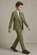 Load image into Gallery viewer, Olive Green Single-Breasted 3-Piece Suit