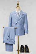 Bild in Galerie-Betrachter laden, Sky Blue Striped Double-Breasted 2-Piece Suit