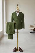 Load image into Gallery viewer, Dark Green Serge Adjustable Belted 2-Piece Suit