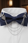 Bild in Galerie-Betrachter laden, Navy Blue Striped Pirate Brooch Satin Bow Tie