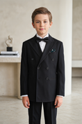 Load image into Gallery viewer, Black Serge Double-Breasted 2-Piece Suit