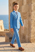 Bild in Galerie-Betrachter laden, Boys Bright Blue Double-Breasted 2-Piece Suit for Weddings