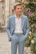 Charger l'image dans la visionneuse de la galerie, Boys Light Blue Pinstripe Single-Breasted 2-Piece Suit for Weddings