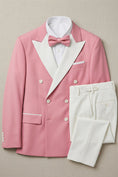 Cargar la imagen en la vista de la galería, Boys Pink Tuxedo Suit with White Lapels & Trousers 2-Piece Suit
