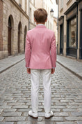 Cargar la imagen en la vista de la galería, Boys Pink Tuxedo Suit with White Lapels & Trousers 2-Piece Suit