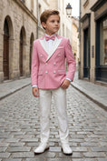 Cargar la imagen en la vista de la galería, Boys Pink Tuxedo Suit with White Lapels & Trousers 2-Piece Suit