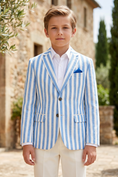 Bild in Galerie-Betrachter laden, Blue And White Striped Color-Blocked 2-Piece Suit