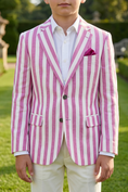 Bild in Galerie-Betrachter laden, Purple And White Striped Color-Blocked 2-Piece Suit
