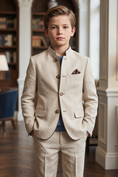 Load image into Gallery viewer, Light Brown Cotton Linen Single-Breasted 2-Piece Suit