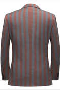 Cargar la imagen en la vista de la galería, Gray And Brown Striped Serge Double-Breasted 2-Piece Suit