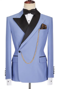Load image into Gallery viewer, Blue And Black Color-Blocked 2-Piece Suit