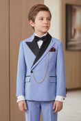 Load image into Gallery viewer, Blue And Black Color-Blocked 2-Piece Suit