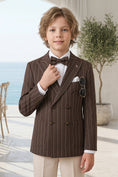 Bild in Galerie-Betrachter laden, Boys Brown Pinstripe Double-Breasted 2-Piece Suit for Weddings