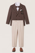 Bild in Galerie-Betrachter laden, Boys Brown Pinstripe Double-Breasted 2-Piece Suit for Weddings