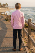 Cargar la imagen en la vista de la galería, Boys Pink Double-Breasted Blazer with Black Trousers 2-Piece Suit