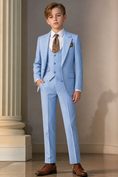 Bild in Galerie-Betrachter laden, Light Blue Striped Single-Breasted 3-Piece Suit