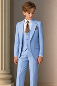 Bild in Galerie-Betrachter laden, Light Blue Striped Single-Breasted 3-Piece Suit