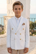 Bild in Galerie-Betrachter laden, Boys White Double-Breasted Blazer 2-Piece Suit for Weddings