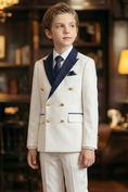 Load image into Gallery viewer, White And Blue Serge Double-Breasted 2-Piece Suit