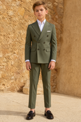 Bild in Galerie-Betrachter laden, Olive green serge double-breasted two-piece suit