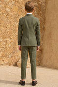 Bild in Galerie-Betrachter laden, Olive green serge double-breasted two-piece suit