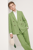Load image into Gallery viewer, Apple-Green Linen-Blend Double-Breasted 2-Piece Suit