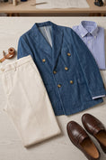 Bild in Galerie-Betrachter laden, Boys Navy Double-Breasted Blazer with Beige Trousers 2-Piece Suit for Weddings