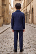 Load image into Gallery viewer, Boys Navy Blue Tuxedo with Shawl Lapel 3-Piece Suit