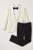 Cargar la imagen en la vista de la galería, Boys Ivory Shawl Lapel Tuxedo with Black Trousers 2-Piece Suit