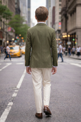 Bild in Galerie-Betrachter laden, Olive Green Pinstriped Double-Breasted 2-Piece Suit