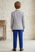 Load image into Gallery viewer, Light Gray And Dark Blue Cotton Linen 3-Piece Suit