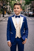Bild in Galerie-Betrachter laden, Navy Blue And White Serge 3-Piece Suit