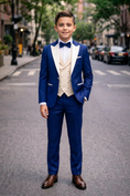 Bild in Galerie-Betrachter laden, Navy Blue And White Serge 3-Piece Suit