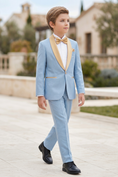 Cargar la imagen en la vista de la galería, Light Blue Jacquard Satin Single-Breasted 2-Piece Suit