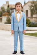 Cargar la imagen en la vista de la galería, Light Blue Jacquard Satin Single-Breasted 2-Piece Suit