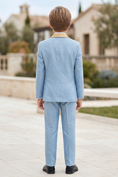 Cargar la imagen en la vista de la galería, Light Blue Jacquard Satin Single-Breasted 2-Piece Suit