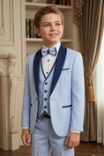 Bild in Galerie-Betrachter laden, Light Blue And Dark Blue Color-Blocked 3-Piece Suit
