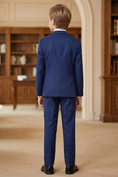 Cargar la imagen en la vista de la galería, Navy Blue Plaid Serge 3-Piece Suit