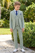 Bild in Galerie-Betrachter laden, Matcha Green Cotton Linen Single-Breasted 3-Piece Suit