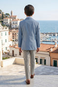 Charger l'image dans la visionneuse de la galerie, Boys Light Blue Double-Breasted Blazer with Grey Trousers 2-Piece Suit